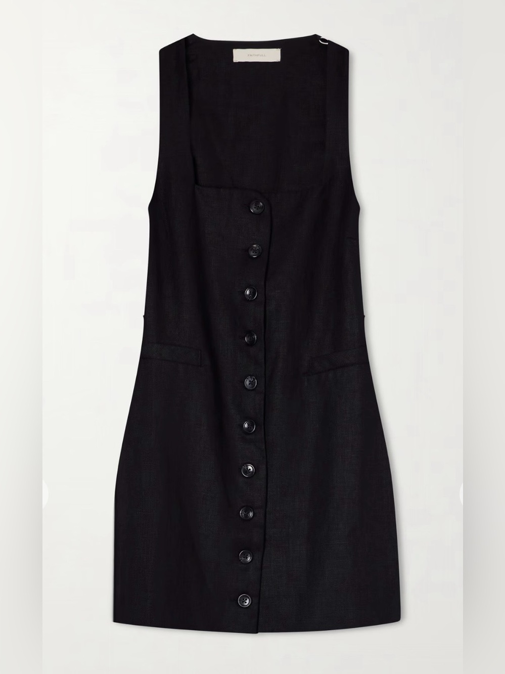 Faithfull the Brand Jacques linen mini dress size 6 black EUC - Picture 4 of 12